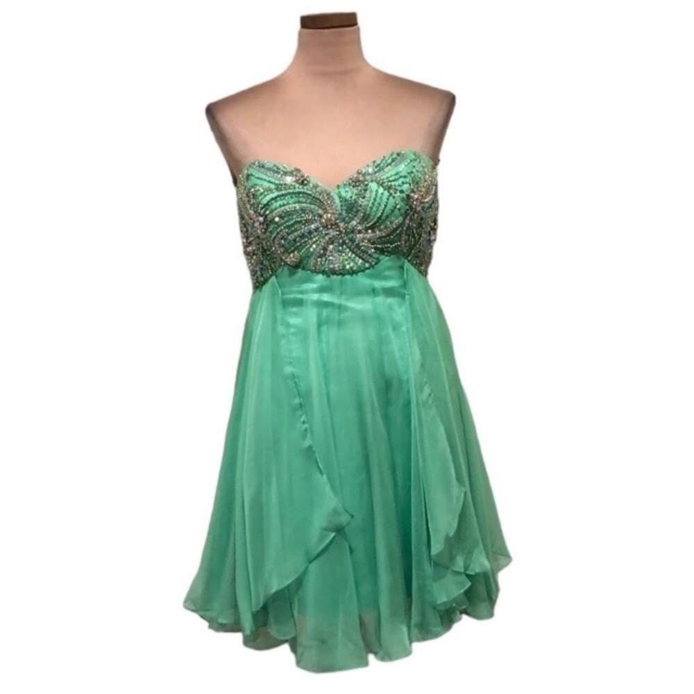 NWT Sherri Hill Prom Dress Size 8 Pastel Green Rhinestone Mini Style 3846